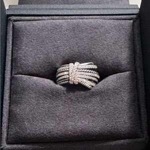 David Yurman Angelica Sterling Silver Ring with diamonds. Size 7.